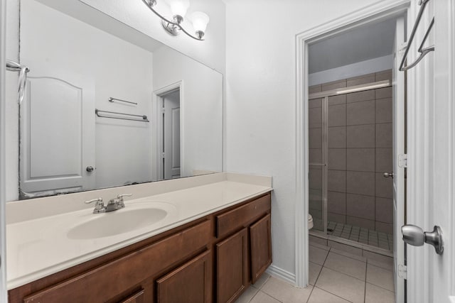 22303 Mosshall Ct, Tomball, TX 77375 - full bath with vanity, a stall shower, and tile patterned flooring