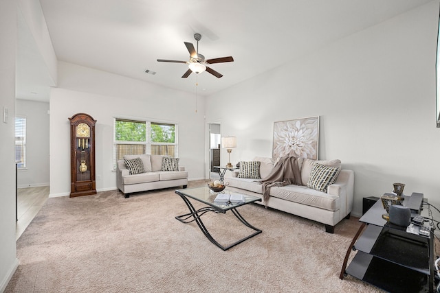 444 Maple Fawn Dr, Katy, TX 77493 - carpeted living room with a ceiling fan and baseboards