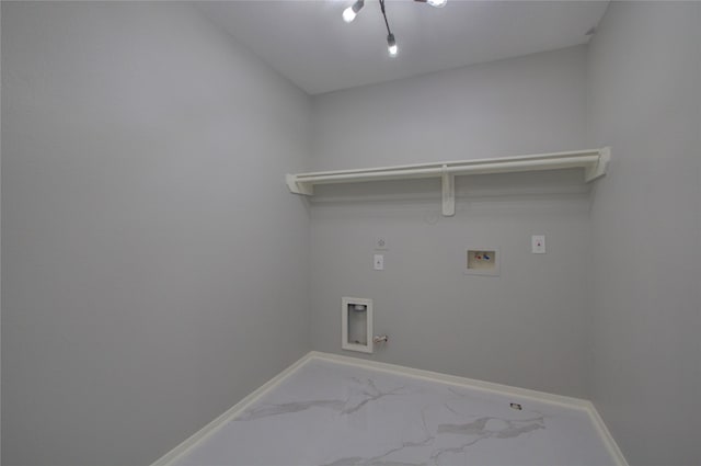 11623 Silent Elm St, Houston, TX 77044 - washroom with gas dryer hookup, hookup for an electric dryer, marble look tiles, and washer hookup