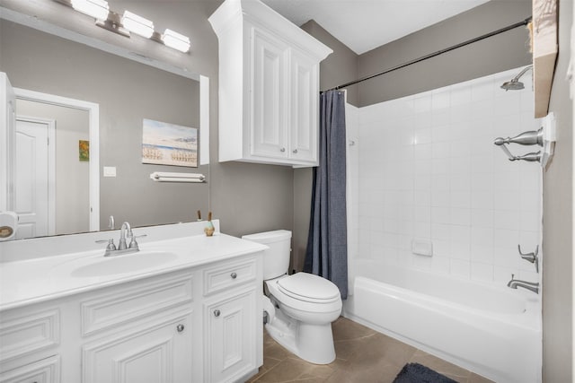 24418 Okehampton Dr, Tomball, TX 77375 - full bath featuring vanity, shower / tub combo, and tile patterned floors