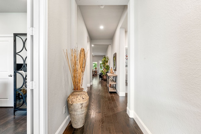 27688 Vivace Dr, Spring, TX 77386 - hallway with dark wood-style flooring and baseboards