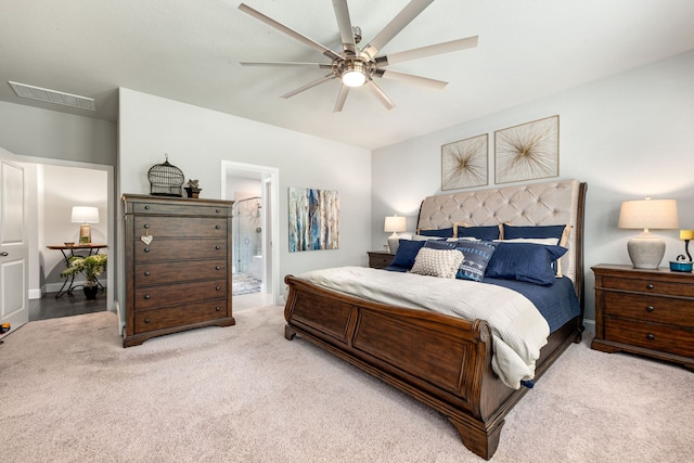 27688 Vivace Dr, Spring, TX 77386 - bedroom with carpet, connected bathroom, and ceiling fan