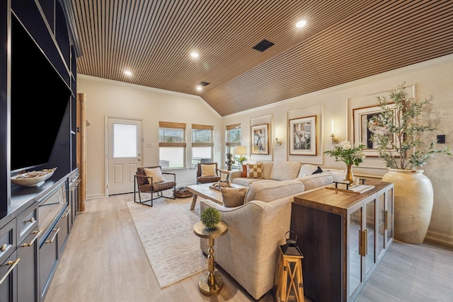 7203 Mayapple Grove Ln, Katy, TX 77493 - living room with lofted ceiling, light wood-style floors, and recessed lighting