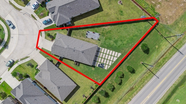 7203 Mayapple Grove Ln, Katy, TX 77493 - aerial perspective of suburban area featuring property parcel outlined
