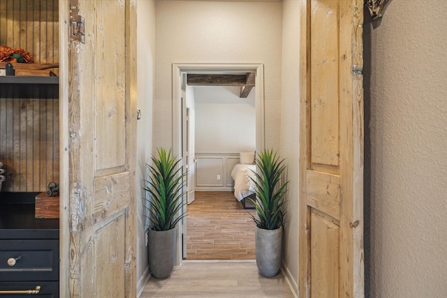 7203 Mayapple Grove Ln, Katy, TX 77493 - hallway with light wood finished floors