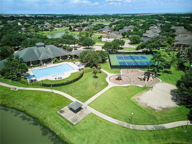 3119 Emory Oak Ln, Pearland, TX 77584 - bird's eye view of a pool area and a large body of water