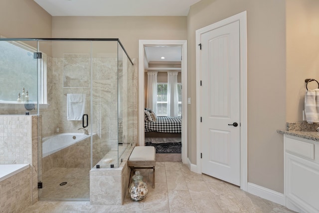115 Dedication Trl, Huntsville, TX 77340 - ensuite bathroom with a stall shower, vanity, and a bath