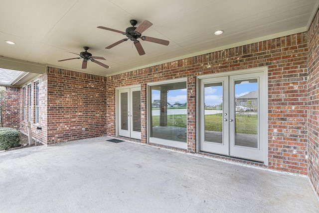 4606 Silhouette Dr, Katy, TX 77493 - view of patio with french doors and ceiling fan