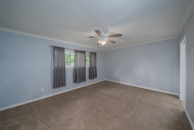 7602 Jackwood St, Houston, TX 77074 - spare room featuring a ceiling fan, carpet, and ornamental molding