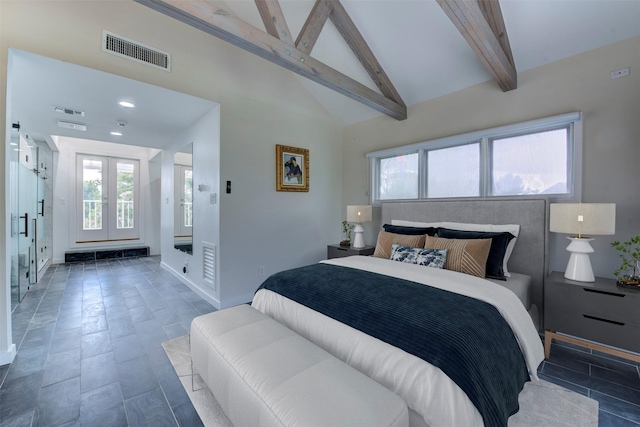 3211 Pittsburg St, West University Place, TX 77005 - bedroom with beam ceiling and high vaulted ceiling