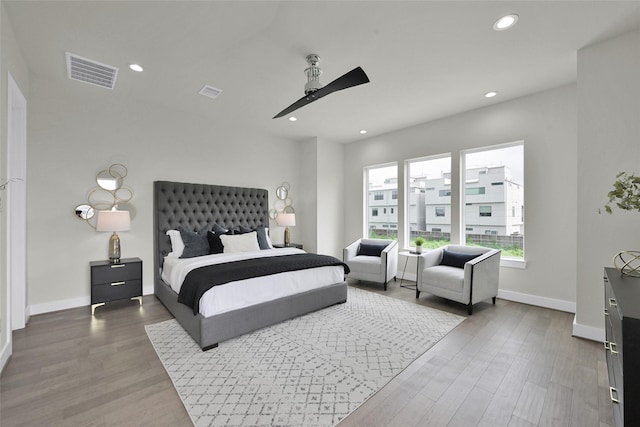 2808 Cary St Unit B, Houston, TX 77003 - bedroom with wood finished floors, recessed lighting, and a ceiling fan