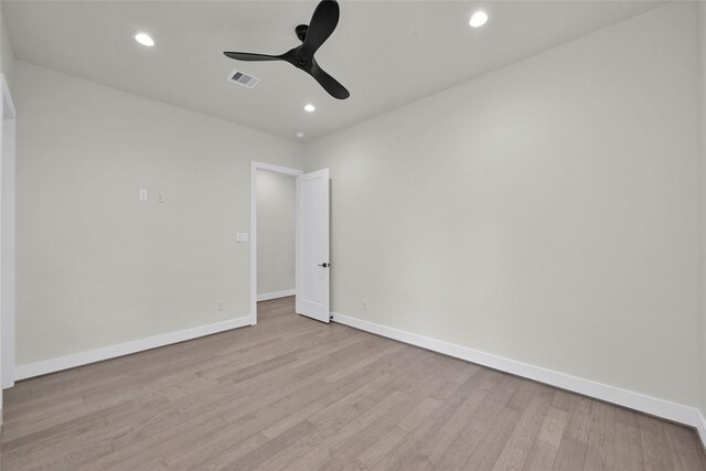 2808 Cary St Unit B, Houston, TX 77003 - empty room featuring a ceiling fan, wood finished floors, and recessed lighting