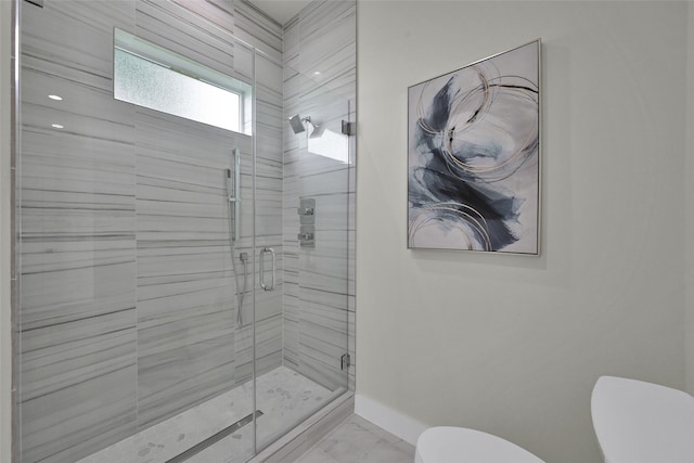 2808 Cary St Unit B, Houston, TX 77003 - full bathroom with a stall shower and marble look tile flooring