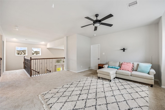 13110 Mid Stocket Dr, Humble, TX 77346 - living area featuring carpet floors and a ceiling fan