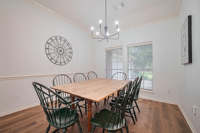 14311 Cally Cir, Needville, TX 77461 - dining room featuring a chandelier, crown molding, and wood finished floors