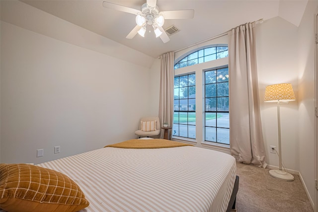 14311 Cally Cir, Needville, TX 77461 - bedroom with lofted ceiling, carpet, and ceiling fan