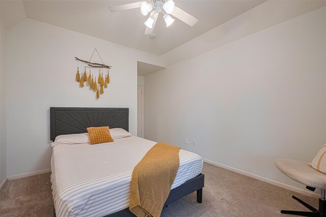 14311 Cally Cir, Needville, TX 77461 - bedroom featuring carpet floors, vaulted ceiling, and ceiling fan