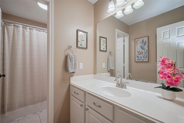 14311 Cally Cir, Needville, TX 77461 - full bath with vanity, tile patterned flooring, and a shower with shower curtain