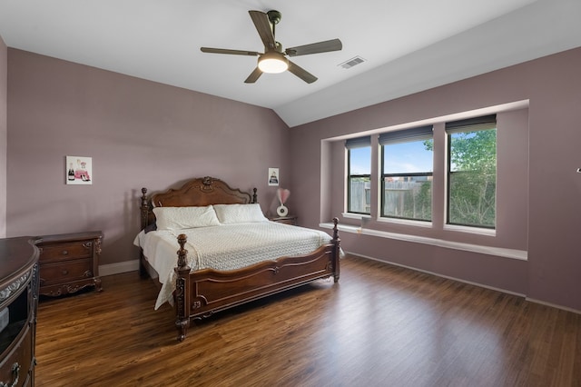 6006 Gilman Trace Ln, Houston, TX 77092 - bedroom with vaulted ceiling, wood finished floors, and a ceiling fan