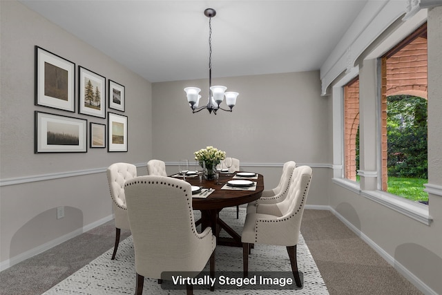 6415 Bayonne Dr, Spring, TX 77389 - dining room featuring a chandelier and carpet flooring