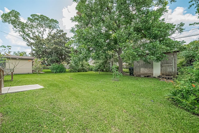12118 Dumas St, Houston, TX 77034 - view of green lawn featuring an outbuilding
