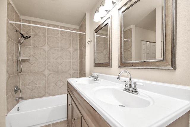 3502 Quail Meadow Dr, Missouri City, TX 77459 - bathroom featuring double vanity and shower / washtub combination