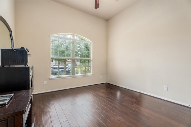 22911 Banff Brook Way, Tomball, TX 77375 - unfurnished living room with ceiling fan and dark wood finished floors