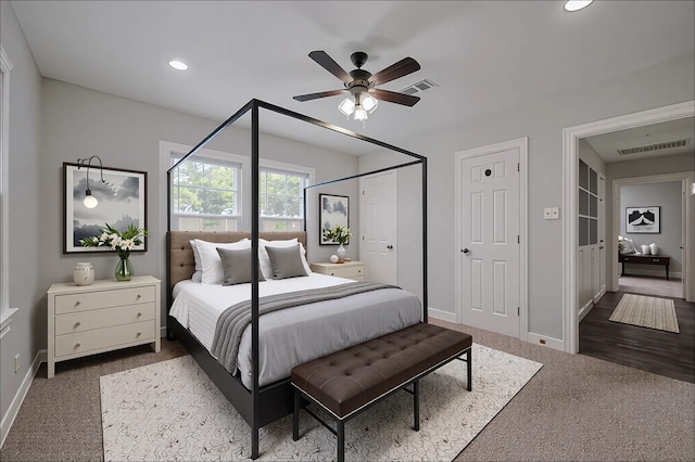 1813 Hatwell St, Houston, TX 77023 - carpeted bedroom with recessed lighting and ceiling fan