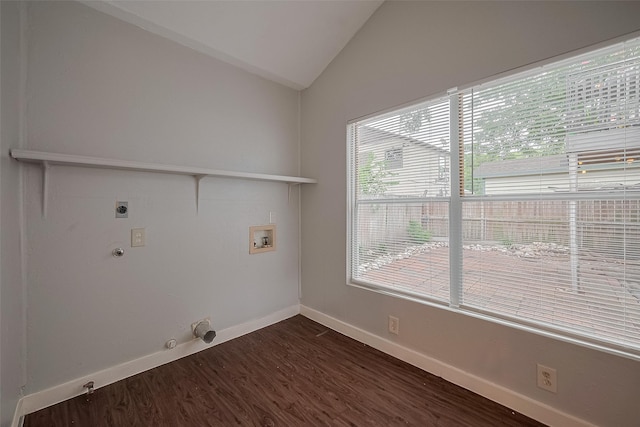 1813 Hatwell St, Houston, TX 77023 - laundry room featuring hookup for an electric dryer, hookup for a gas dryer, washer hookup, and dark wood-style floors