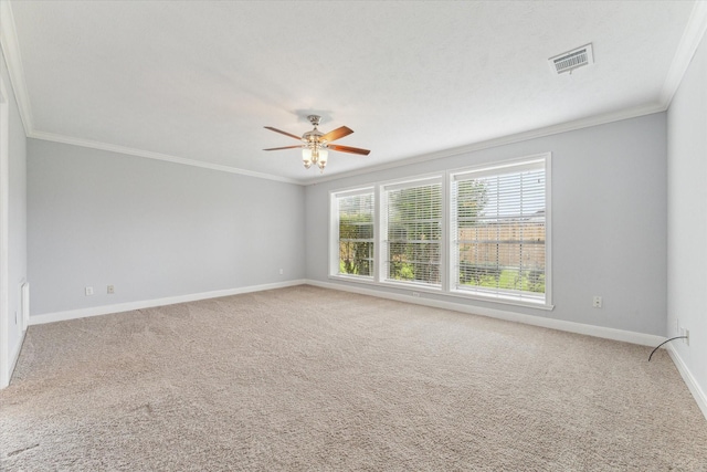 2125 Tipperary Dr, Pearland, TX 77581 - carpeted spare room with a ceiling fan and crown molding