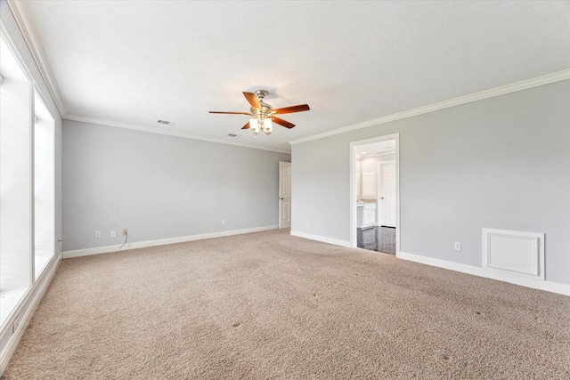 2125 Tipperary Dr, Pearland, TX 77581 - unfurnished room featuring carpet flooring, a ceiling fan, and ornamental molding