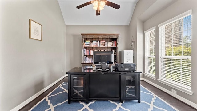 14926 Kenton Place Ln, Cypress, TX 77429 - office space featuring ceiling fan and vaulted ceiling