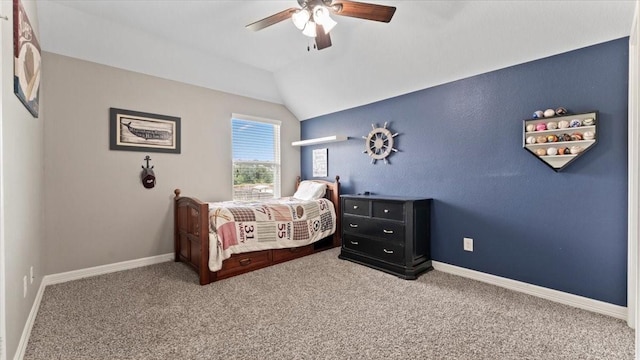 14926 Kenton Place Ln, Cypress, TX 77429 - bedroom with carpet, vaulted ceiling, and ceiling fan