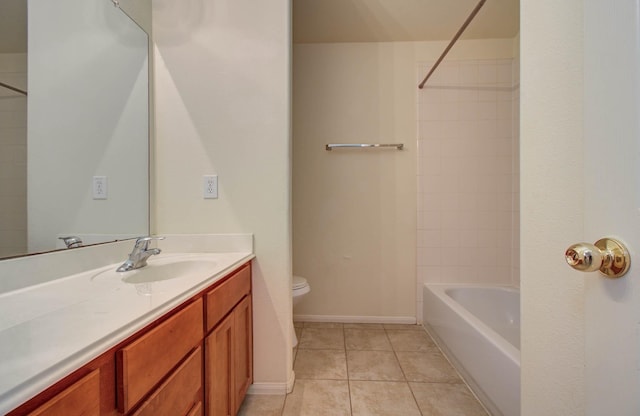 11610 Cross Spring Dr, Pearland, TX 77584 - bathroom featuring vanity, tile patterned floors, and washtub / shower combination