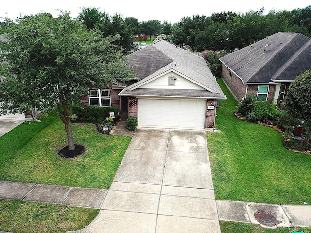 24631 Lakecrest Town Dr, Katy, TX 77493 - single story home with brick siding, a front yard, driveway, and a garage