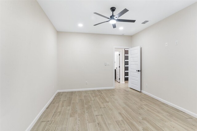4120 S Kemp Ave, Edinburg, TX 78542 - unfurnished room with light wood-style flooring, ceiling fan, and recessed lighting