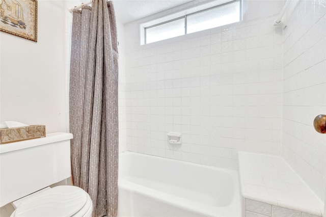 5214 Lawn Arbor Dr, Houston, TX 77066 - bathroom with toilet and shower / tub combo with curtain