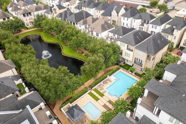 1705 Upland Lks, Houston, TX 77043 - aerial perspective of suburban area featuring a pool and a large body of water