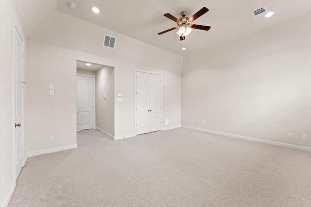 1705 Upland Lks, Houston, TX 77043 - unfurnished bedroom with light colored carpet, recessed lighting, ceiling fan, and a closet