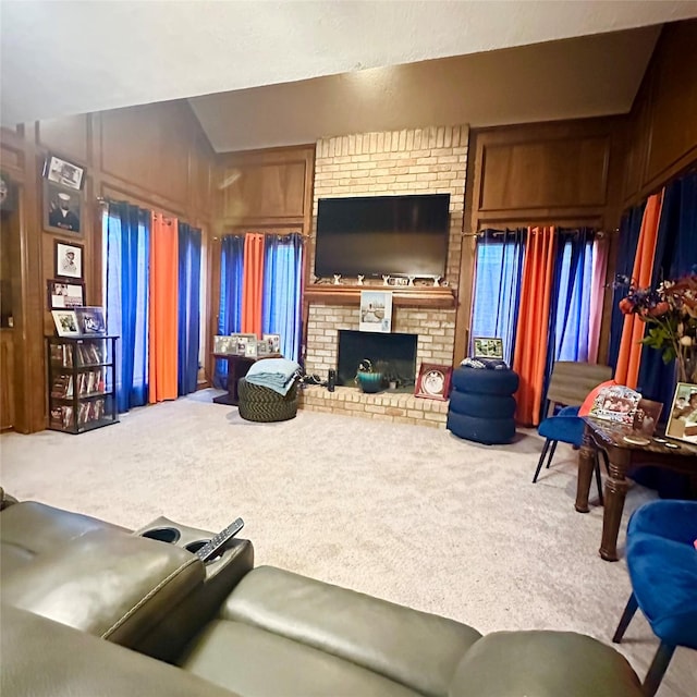 12006 Mill Trail Ln, Houston, TX 77070 - living room featuring carpet and a brick fireplace