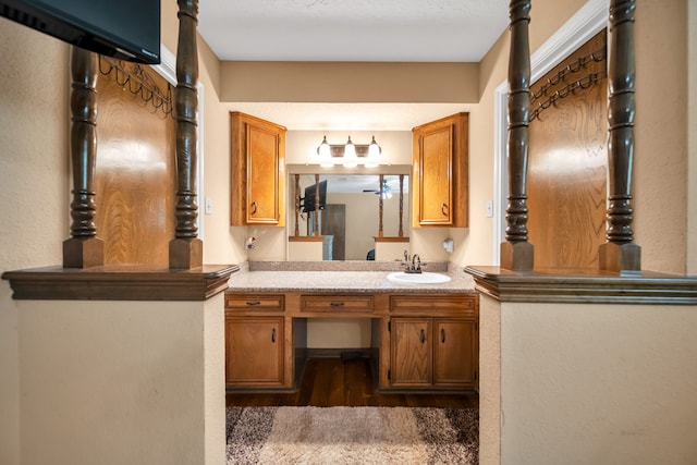 13202 N Decker Dr, Magnolia, TX 77355 - bathroom with wood finished floors and vanity