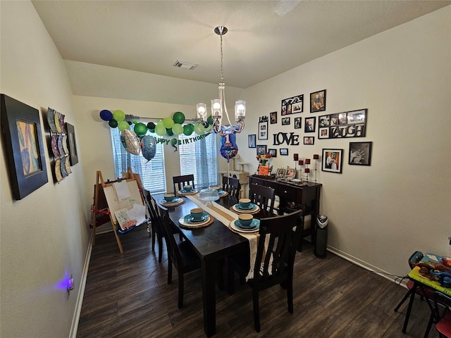 15506 Fir Woods Ln, Cypress, TX 77429 - dining space featuring a chandelier and dark wood-type flooring