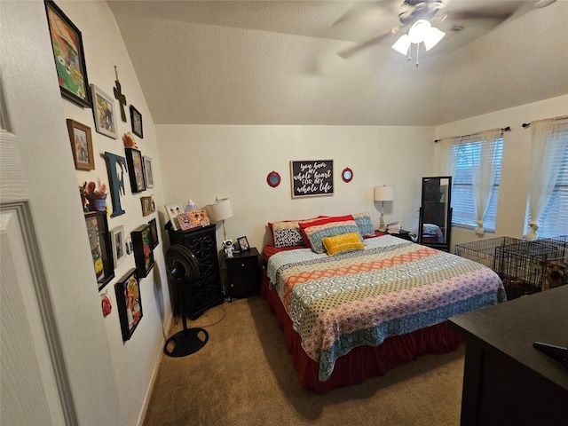 15506 Fir Woods Ln, Cypress, TX 77429 - bedroom with lofted ceiling, light carpet, and ceiling fan