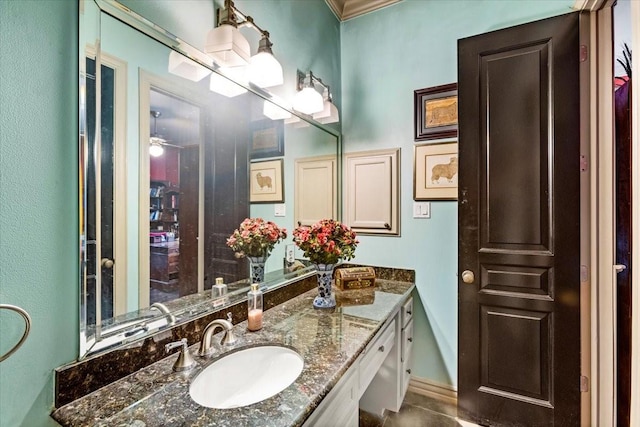 3039 Bayshore Dr, Bacliff, TX 77518 - bathroom with vanity and ornamental molding