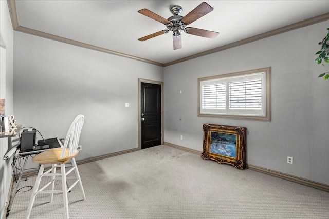 3039 Bayshore Dr, Bacliff, TX 77518 - office space with ornamental molding, light colored carpet, and ceiling fan