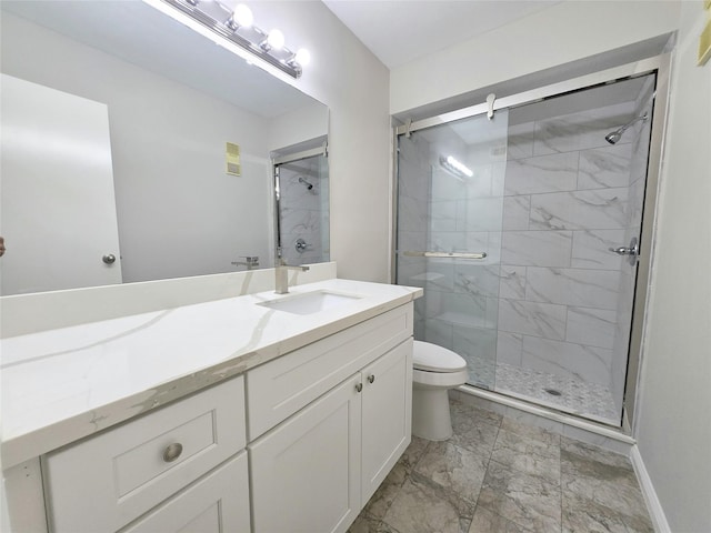 8100 Cambridge St Unit 99, Houston, TX 77054 - bathroom featuring marble finish floors, a stall shower, and vanity
