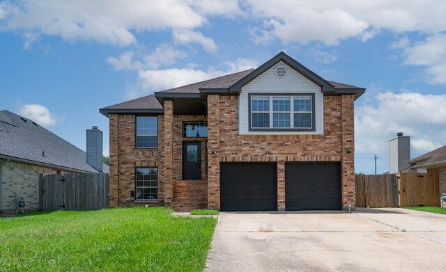 238 Almond Dr, Lake Jackson, TX 77566 - view of front of home with an attached garage, driveway, and brick siding