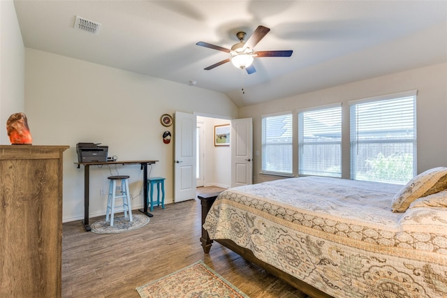 2821 Redbud Ln, Melissa, TX 75454 - bedroom with vaulted ceiling, wood finished floors, and a ceiling fan