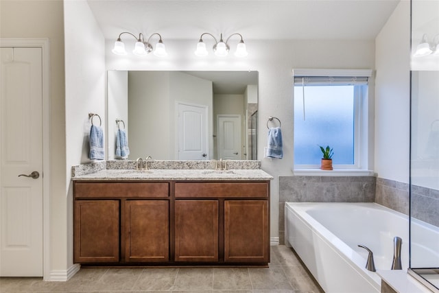 2821 Redbud Ln, Melissa, TX 75454 - full bathroom with a garden tub, double vanity, and a shower