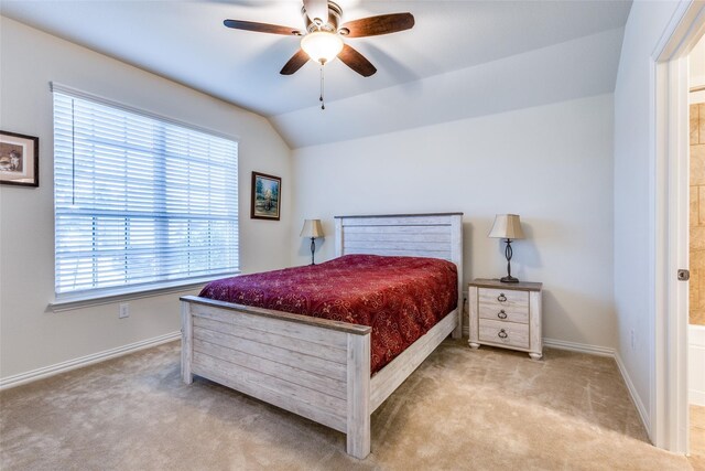 2821 Redbud Ln, Melissa, TX 75454 - carpeted bedroom featuring multiple windows, vaulted ceiling, and ceiling fan